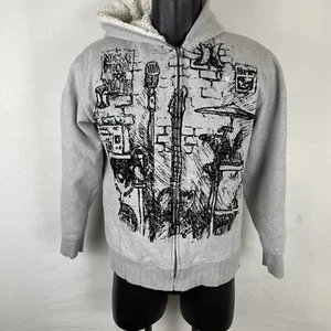 Hurley SHERPA Gray Heather Logo Zip Up Hoodie Sweatshirt Size Youth XL 18/20 - Picture 1 of 5