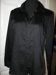 Dana Buchman,Shirt, Black,Button Front,Long Slv,Cotton/spandex Crisp,L - Picture 1 of 11