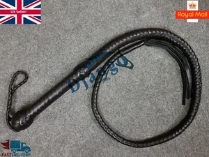 4 Feet Long 12 Plaits Brown Real Top Quality Leather Heavy Duty Bullwhip Flogger - Picture 1 of 8