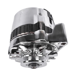 Chrome Alternator CS130 V-belt Pulley w/ Side Battery Post for GM Chevy ES1005C - Picture 1 of 16