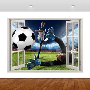 Messi Football FC Club Goal Kick 3D Smashed Wall Sticker Poster Vinyl Mural S392 - Picture 1 of 1
