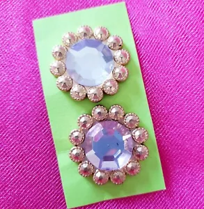 Vintage 3cm Clear Rhinestone Buttons Gold-Toned Surround Faceted Sewing Closures - Picture 1 of 5