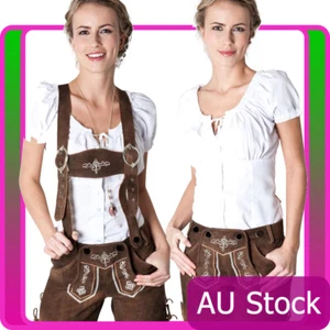 Ladies Oktoberfest Costume Beer Maid Wench German Lederhosen Dirdnl Fancy Dress - Picture 1 of 11