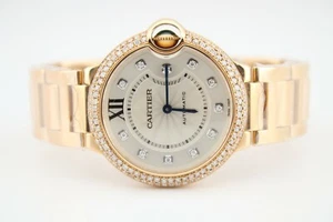 NUEVO RELOJ CARTIER BALLON AZUL 18K ORO ROSA 36MM DIAMANTE INCRUSTADO WE902026 - Imagen 1 de 12