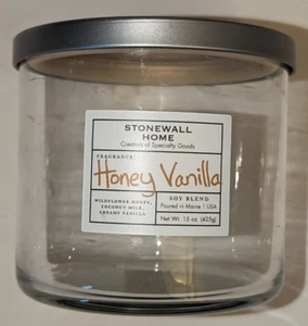 Empty 15 oz Stonewall Home Glass Candle Jar with Metal Lid - Honey Vanilla - Picture 1 of 5