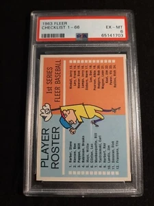 1963 Fleer Checklist 1-66 PSA EX-MT 6 - Picture 1 of 2