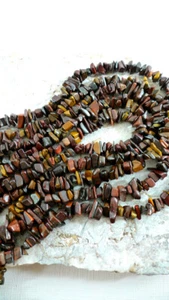 15" Strand Tiger Eye Natural Gemstone CHIP BEADS Necklace Brown/Amber Tones - Picture 1 of 2