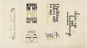 Zen Chic Sew Happy Canvas Natural Gold Positive Vibes Only Panel SKU 1750 15CVM - Picture 1 of 2