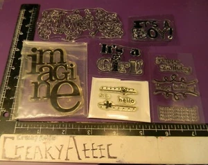 ALWAYS IT'S A BOY GIRL IMAGINE HELLO 7 CLING ACRYLIC CLEAR STAMPS LOT CREAKYATT - Picture 1 of 1