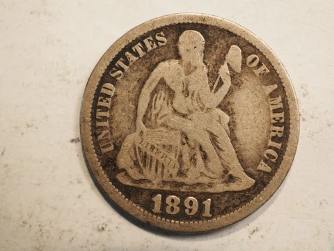 1891  P  LIBERTY SEATED SILVER DIME ***NICE COIN!***FREE SHIPPING A0675 Cover