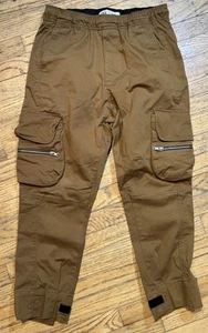 Zara Mens Brown Cargo Joggers Inditex Sz Medium - Picture 1 of 12