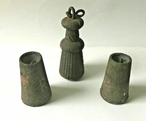 3 Stück 19. Jahrhundert primitive Gusseisen Träne Tropfen Gewichte Uhr Kaufmann - Bild 1 von 6