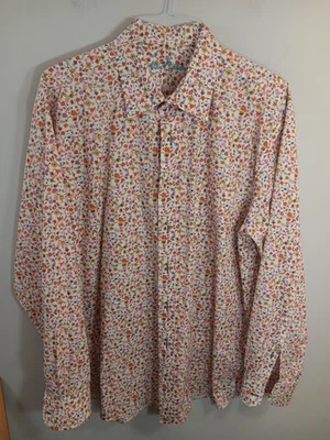 Alan Flusser Shirt Men XL Floral Overprint Long Sleeve Button Up Cotton  Foto 1 de 4