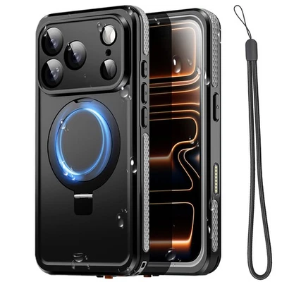 Funda Protectora de Pantalla Magnética Impermeable para iPhone 17 Pro Max Soporte Incorporado  Foto 1 de 4