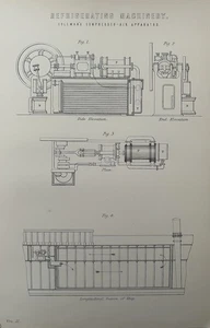 Antique Print c1870 – Coleman’s Compressed Refrigerating Apparatus Engraving - Picture 1 of 12