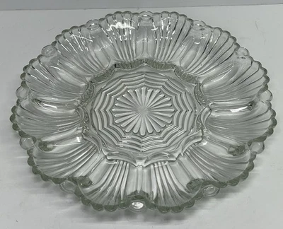 Plato de huevo de vidrio de corte transparente Anchor Hocking de 10" de colección concha marina Foto 1 de 4