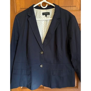 Blazer Talbots Azul Marino Mujer 20 Azul Lazo Trasero Algodón Negocios Informal Oficina Carrera - Imagen 1 de 11