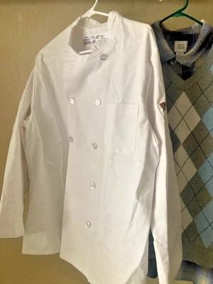 Abrigo de chef blanco, manga larga, botones de plástico. Talla: M Regular - Foto 1 de 3