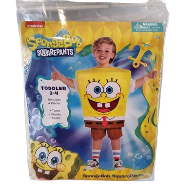 Bob Esponja Pantalones Cuadrados Disfraz de Halloween Niño Pequeño Talla 3-4 Nuevo Nickelodeon  Foto 1 de 3