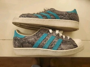 2013 ADIDAS ORIGINALS SUPERSTAR 80s SNAKESKIN BLACK TEAL SHELL TOE D67654 Sz US8 - Picture 1 of 9