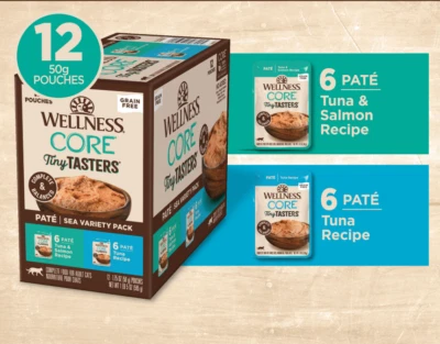 Wellness Wellness CORE Tiny Tasters Tuna and Salmon Pate Wet Cat Food 12 pack - Image 1 of 4