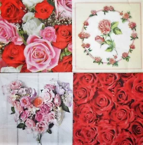 4 einzelne verschiedene Servietten Rosen Mix Decoupage Basteln 63 - Bild 1 von 5