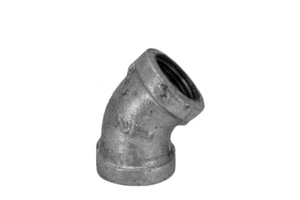 Galvanised Malleable Iron 45 Degree Elbow Pipe Fitting 15mm (1/2") - Picture 1 of 3
