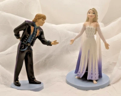 Disney Frozen 4" Elsa Púrpura Blanco Vestido y Figuras Kristoff Decoración de Pasteles Plástico Foto 1 de 4