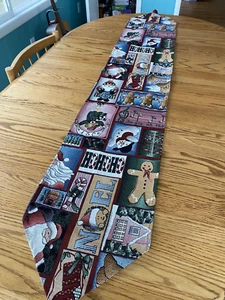 Tischläufer Weihnachten Bunt Santa Schneemann Wandteppich Top Zustand 69" - Bild 1 von 6