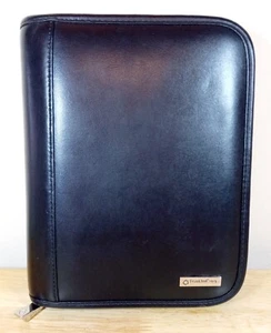 Franklin Covey Black Leather Planner Zip Around 6 Ring Inserts 8.5”x6" EUC - Picture 1 of 8