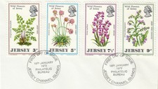 (69494) GB Jersey Used Wild Flowers 1972 ON PIECE