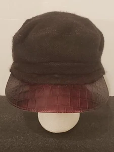 Helen Kaminski Australia Hat 100% Wool/Leather Peak Outer Size Medium Brown Red - Picture 1 of 9