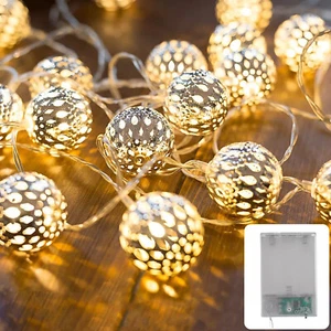 LED Moroccan Garden String Lights Hanging Lantern Fairy Light Outdoor - Picture 1 of 8