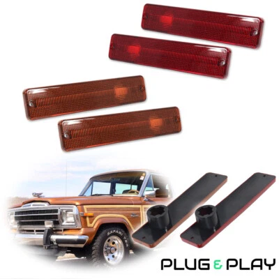 Left/Right Original Lamp Housings For 1984-1991 Jeep Grand Wagoneer Front + Rear - Image 1 of 4