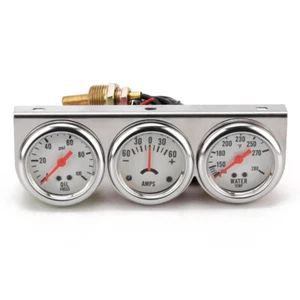 52mm 3 in 1 Water Temp Voltage Oil Pressure Gauge Triple Meter Kit Universal DS - Picture 1 of 6