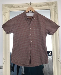 J.Lindeberg Men's Short Sleeve Cotton Shirt Size: Large Colour: Red Check VGC - Picture 1 of 6