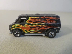 1974 Hot Wheels Redline Chevrolet Super Van Flames Black Made In Hong Kong - Picture 1 of 6