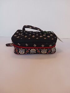 Vera Bradley Jilly Satchel Purse Handbag Cosmetic Bag Small Black W Red Floral