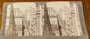 Broadway NYC Vergangenheit Trinity Church Steeple c1902 viktorianischer Stereograph Underwood - Bild 1 von 3