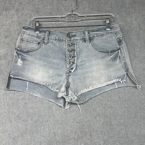 Free People Shorts Womens 26 Cut Off Light Blue Cotton Denim Button Shorts - Picture 1 of 9