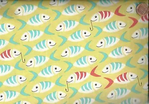 Little Fishes vita marina mare Michael Miller tessuto - Foto 1 di 1