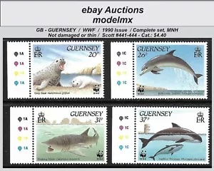 GB - Guernsey, 1990 Issue - WWF, Scott #441-444, MNH - Cat.$4.40 - Picture 1 of 1