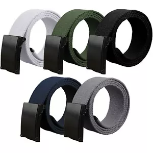 Kruze Belts Mens Womens Unisex Army Cotton Canvas Webbing Buckle Belt for Jeans - Picture 1 of 19