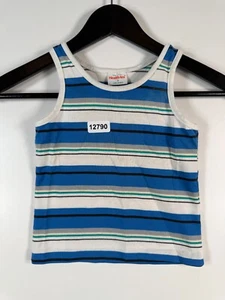 Vtg Health-Tex Kids Boys Striped Pullover Sleeveless Tank Top Blue Sz 5 11x14.5 - Picture 1 of 7