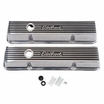 Edelbrock 4263 Elite II Polished Aluminum Valve Covers Small Block Chevy V8's - Image 1 of 3
