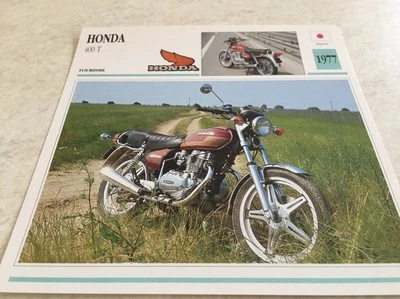 Tarjeta Moto Honda CB 400 T 1977 CB400T Colección Atlas Motocicleta Japón - Imagen 1 de 2