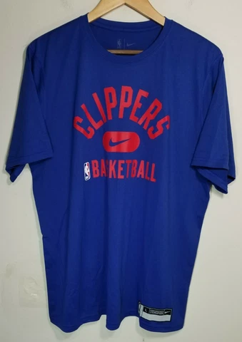 Los Angeles Clippers Nike Authentics Dri-Fit Short Sleeve Blue Shirt Men's Large Cover