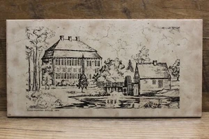 Piastrella artistica ceramica dipinta tedesca vintage Castello di Schonebecker 1895 di Grohn - Foto 1 di 11