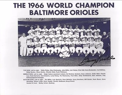 Foto autografiada 8x10 firmada por Boog Powell 1966 Serie Mundial Campeones 66 prueba automática Foto 1 de 2