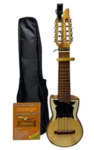 Bolivian Charango handmade Carved, Advanced Black Case, Tuner & Guitar Capo New - Picture 1 of 24